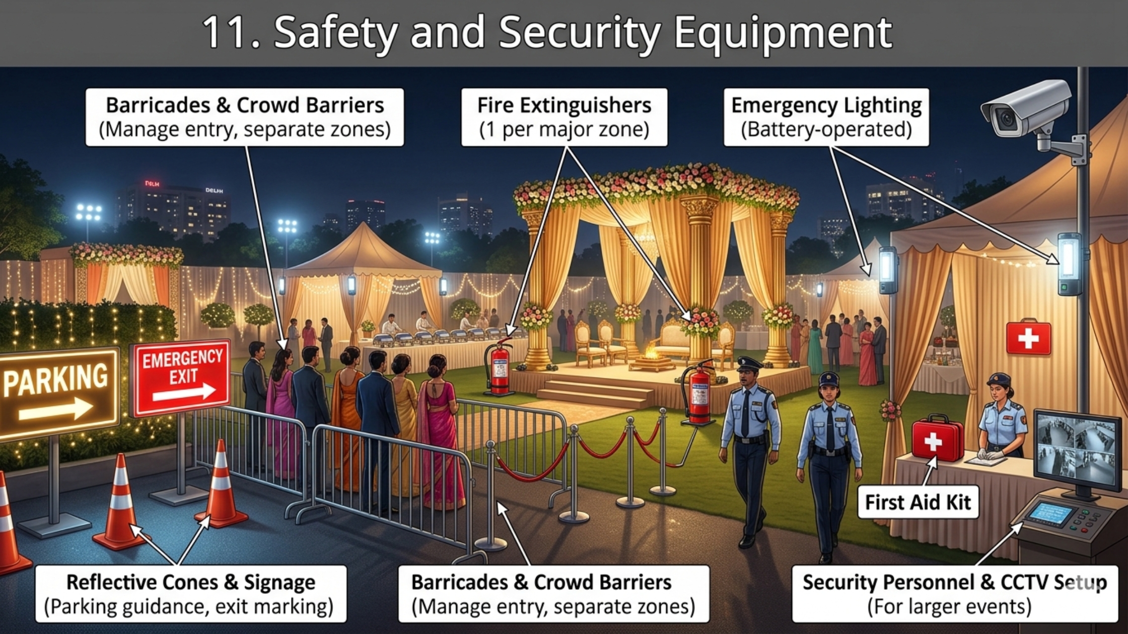 Safety and Security Equipment for Tent House Business