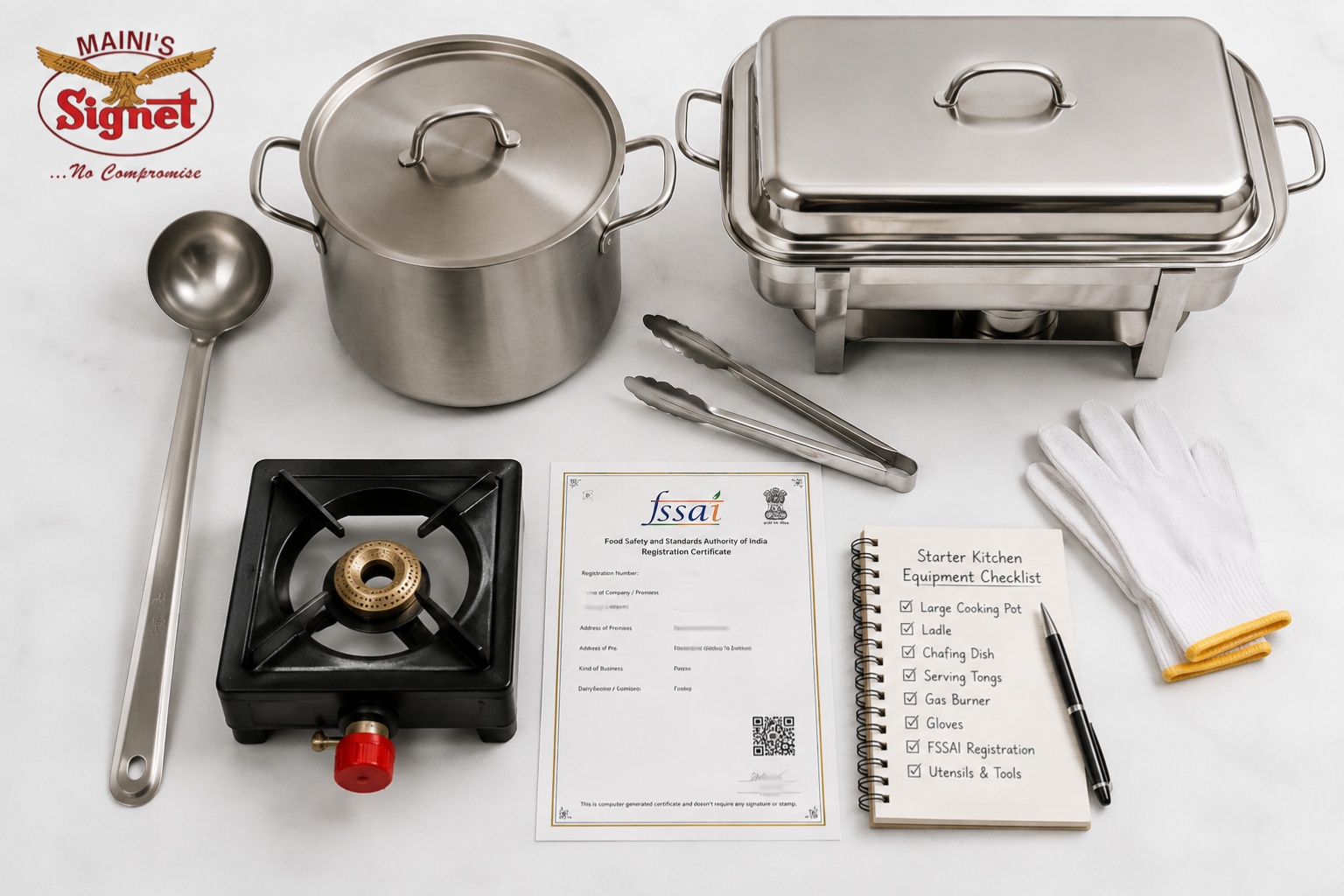Catering equipment and registration checklist