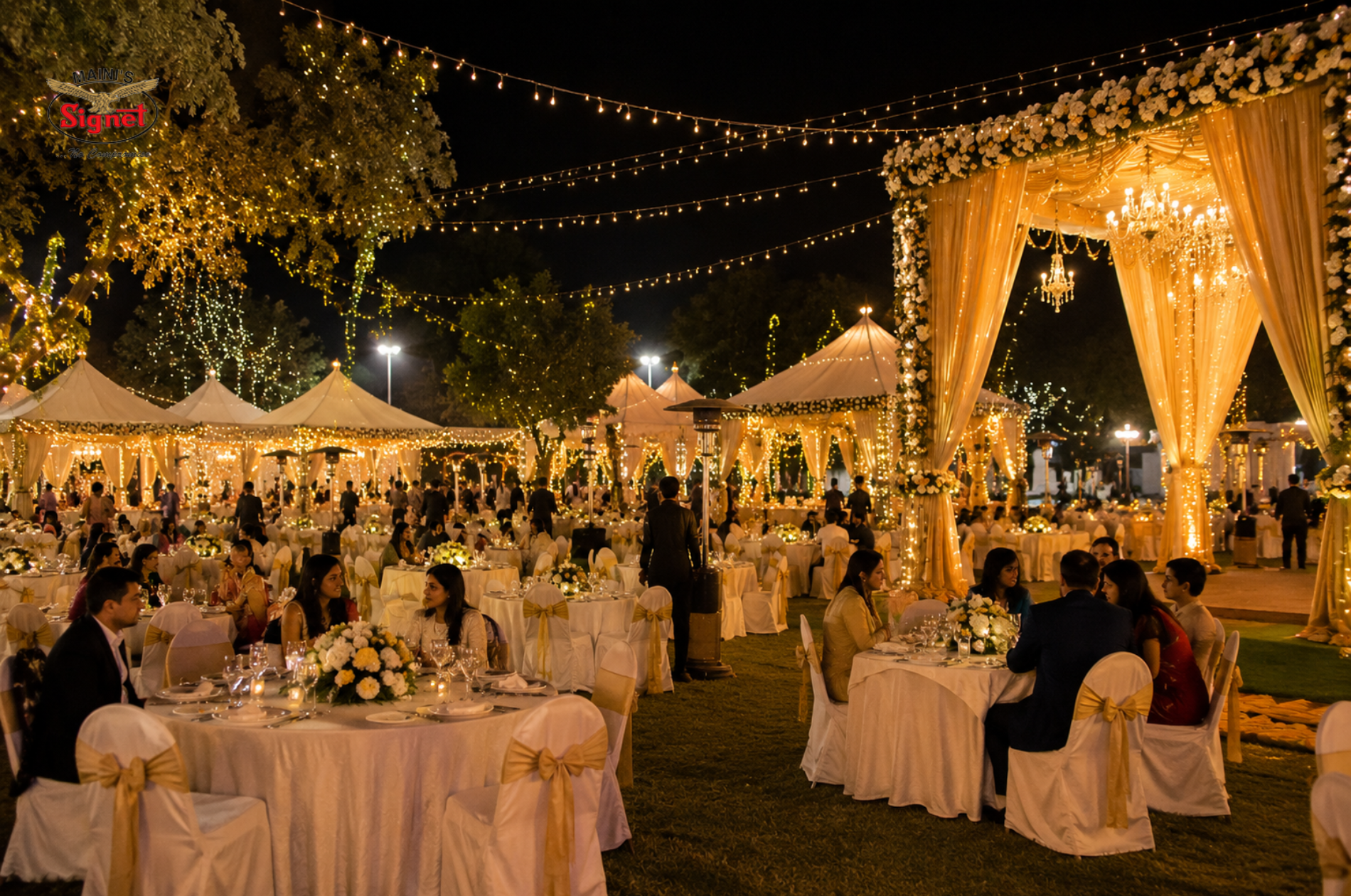 Indian Outdoor Wedding Reception at Night