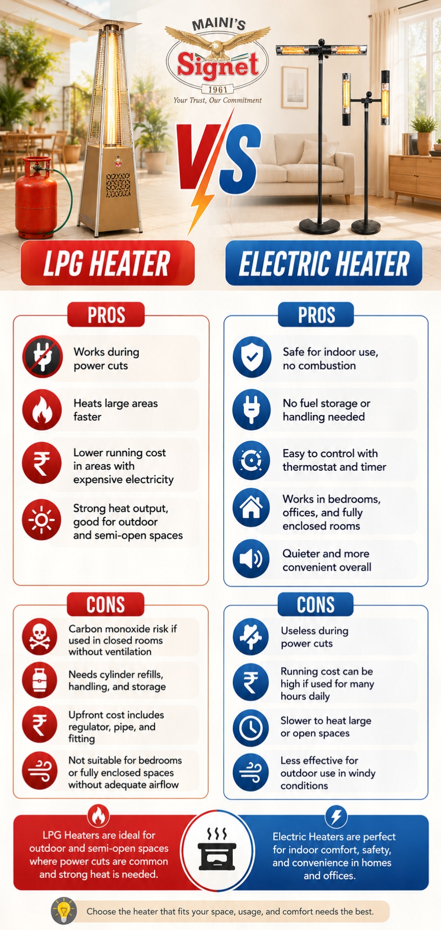 LPG vs Electric Heater Infographic